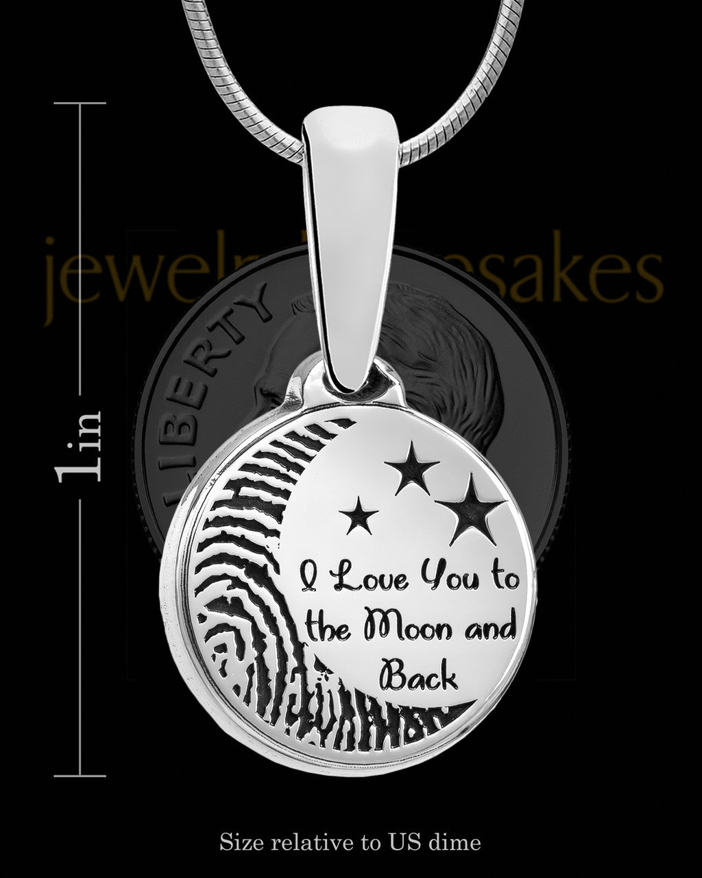Solid 14k White Gold to the Moon and Back Thumbprint Pendant