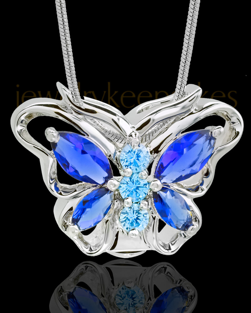 Sterling Silver Bejeweled Butterfly Cremation Pendant