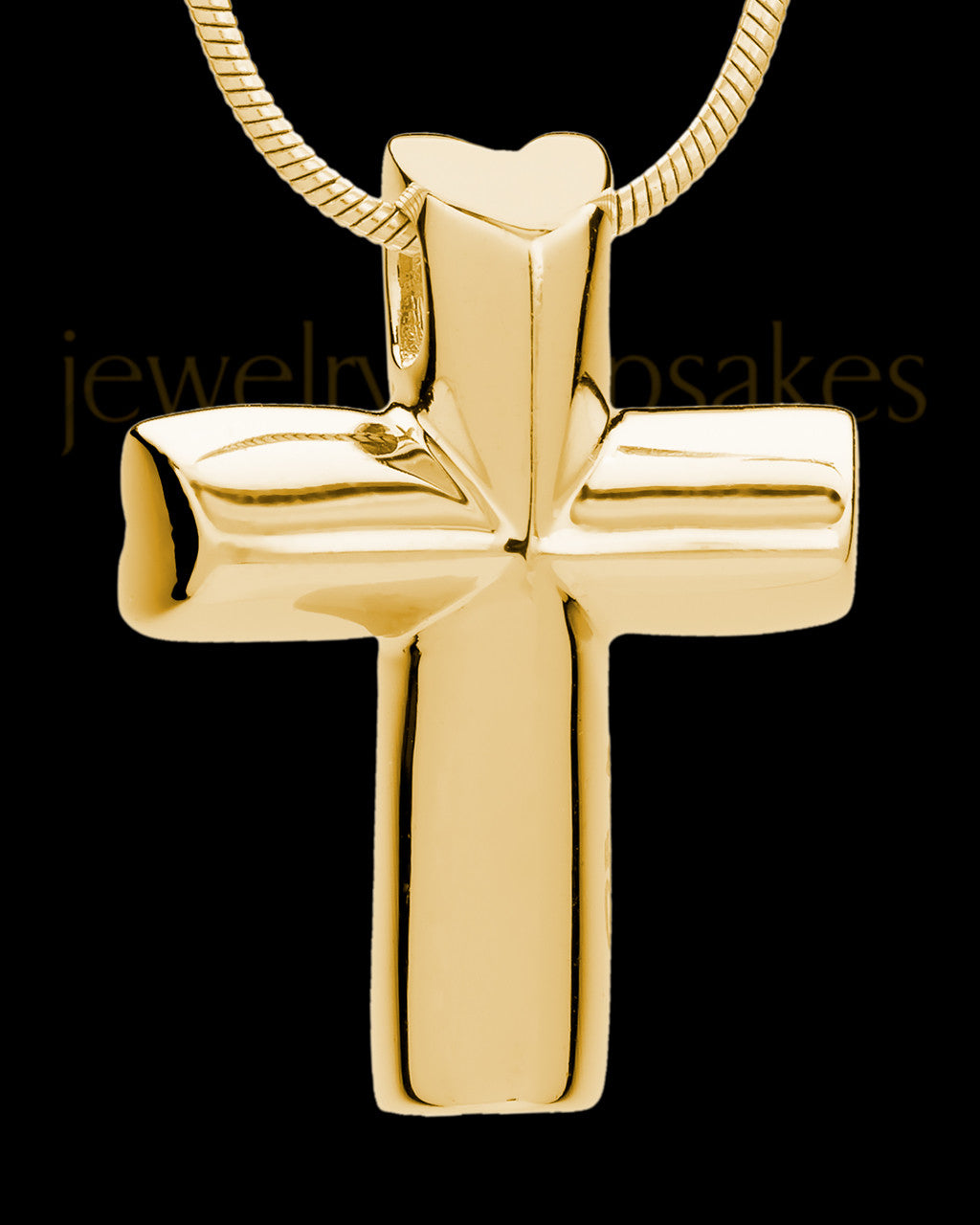 Gold Compact Cross Cremation Urn Pendant