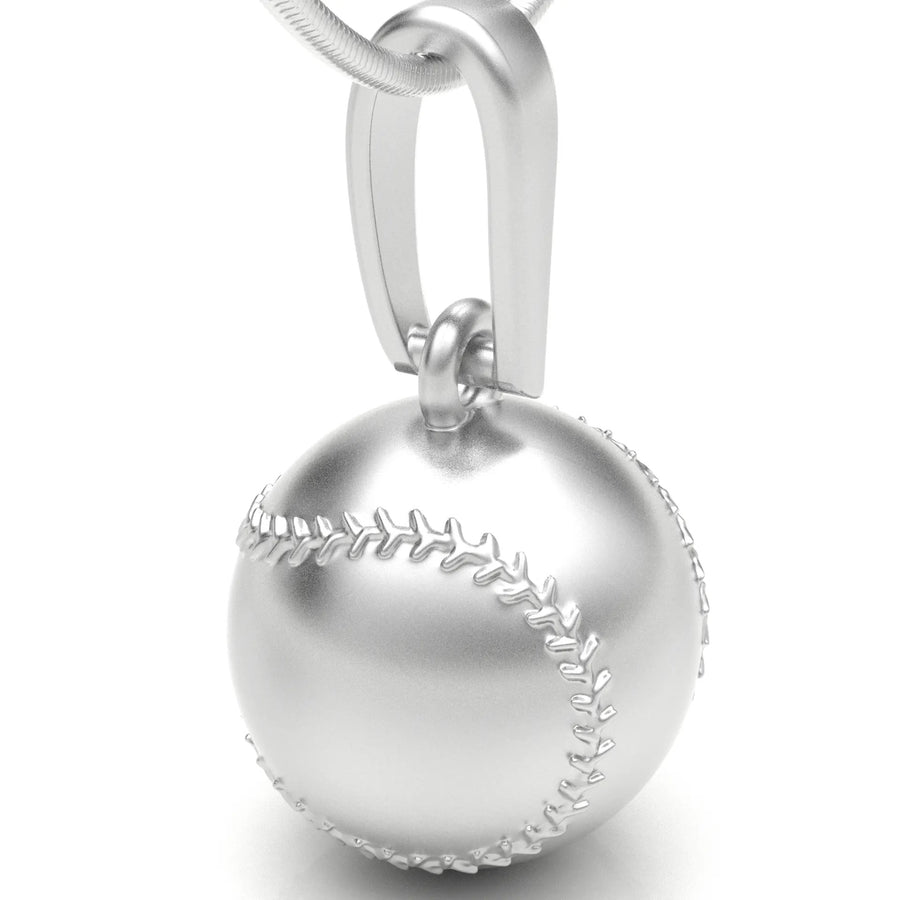 14K White Gold Baseball Cremation Jewelry