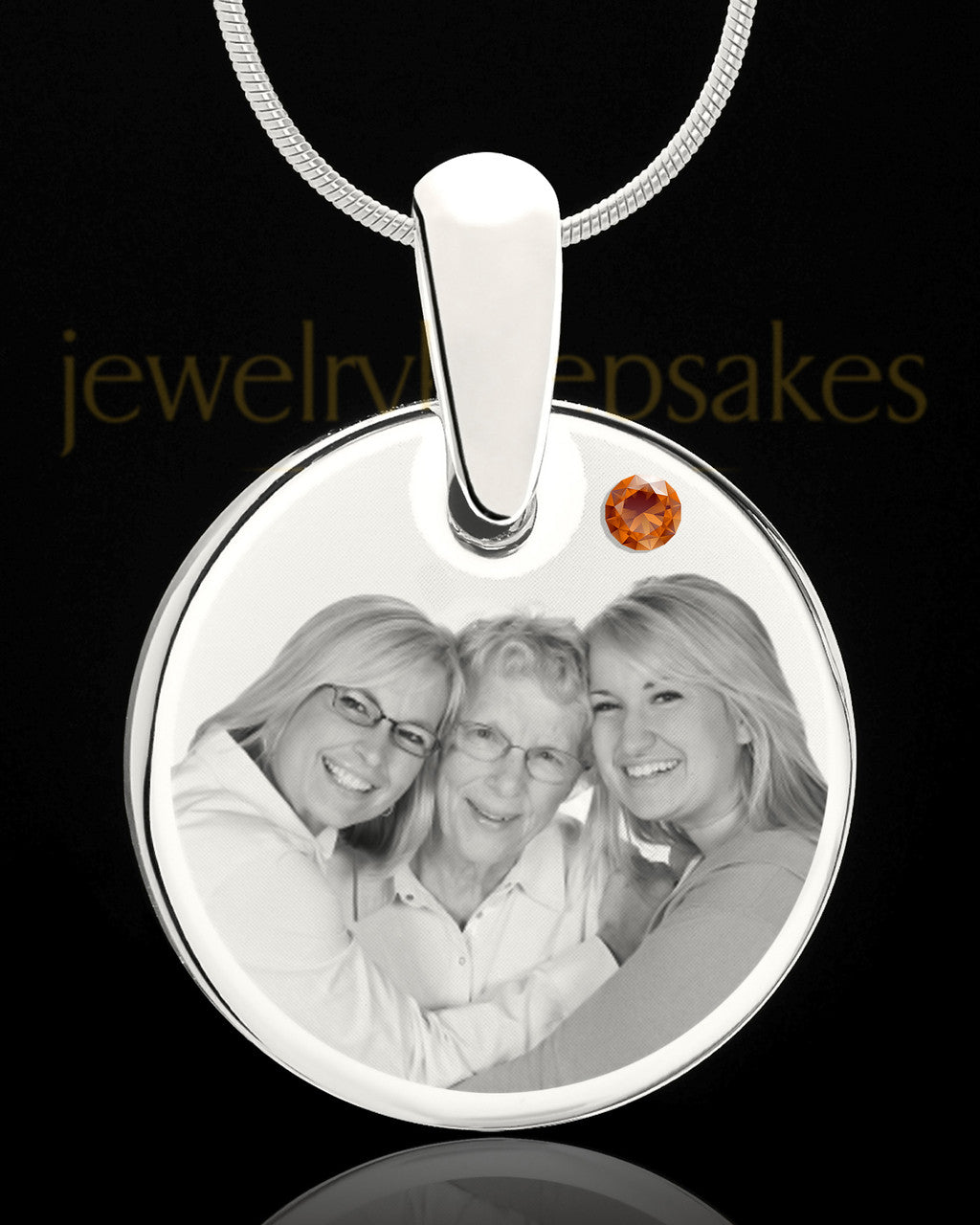 November Round Birthstone Stainless Steel Photo Pendant