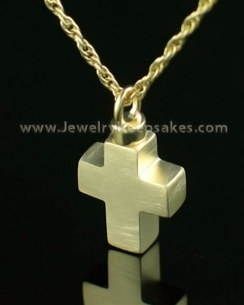 Cremation Charm 14K Gold Mini Cross