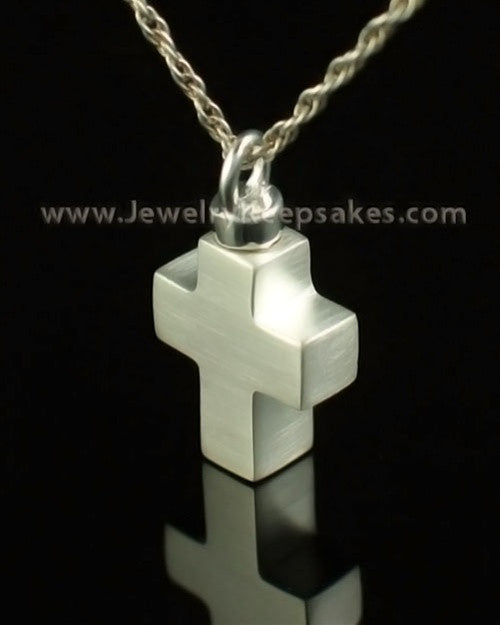 Cremation Charm 14K White Gold Mini Cross