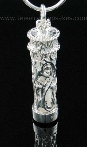 Cremation Charm Chromate Filigree Glass Cylinder