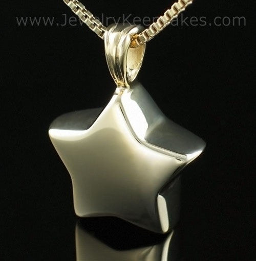 Cremation Urn Necklace Gold Plated Small Star