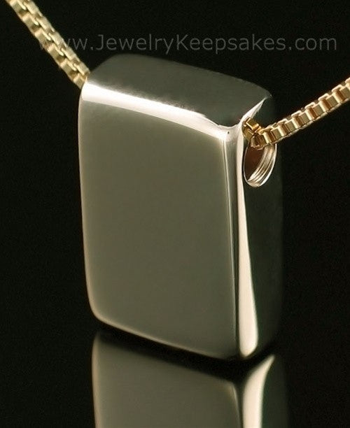 Memorial Necklace 14K Gold Rectangle with Chain