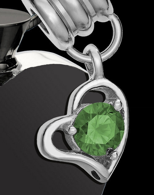 Black and Stainless Steel May Enamored Heart Cremation Keepsake