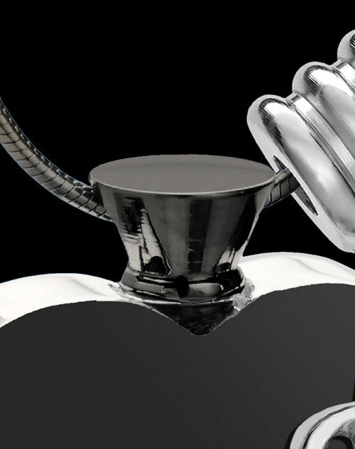 Black and Stainless Steel November Enamored Heart Cremation Keepsake