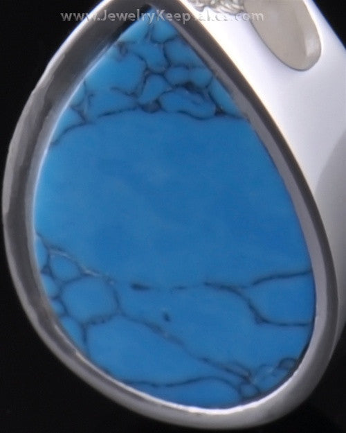 Cremation Sterling Silver Teardrop Turquoise Pendant