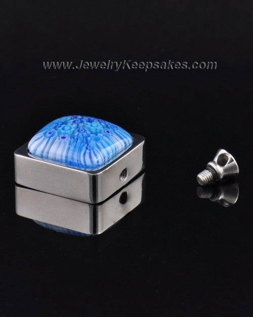 Stainless Steel Sky Blue Bouquet Keepsake Pendant