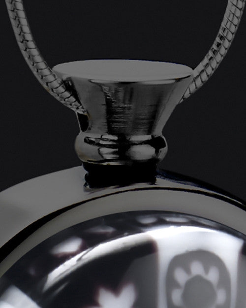 Black Plated Stainless Time Of Healing Round Keepsake Pendant