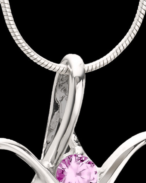 Sterling Silver Pink Forever in My Heart Cremation Urn Pendant