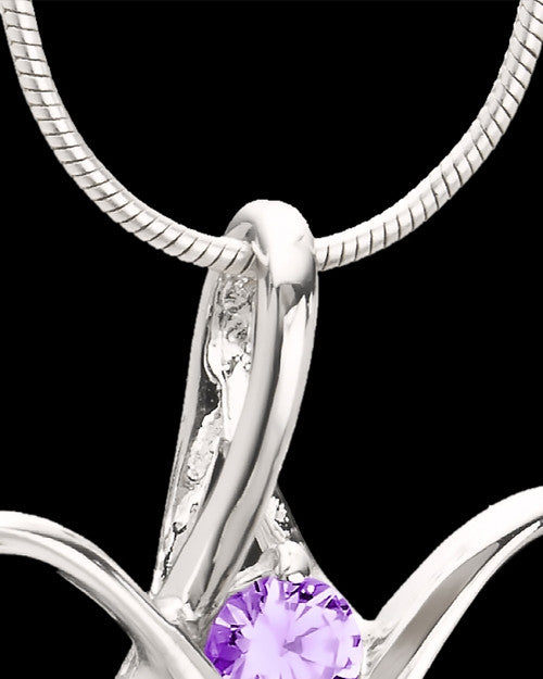 Sterling Silver Purple Forever in My Heart Cremation Urn Pendant