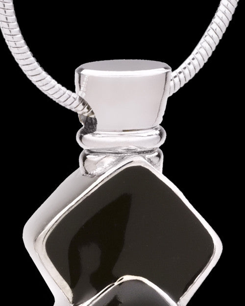 Silver Plated Black Cleverness Cremation Urn Pendant