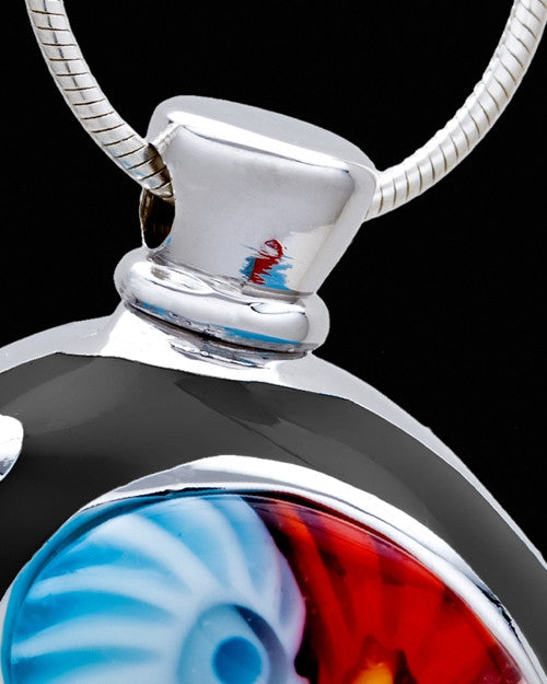 Silver Plated Black Diving Dolphin Cremation Urn Pendant