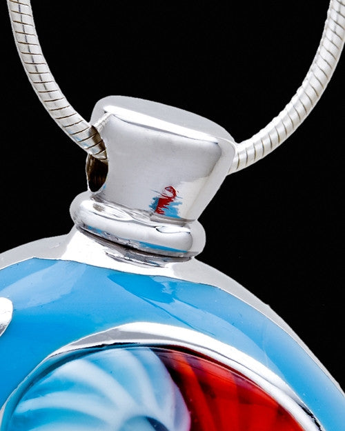 Silver Plated Blue Diving Dolphin Cremation Urn Pendant