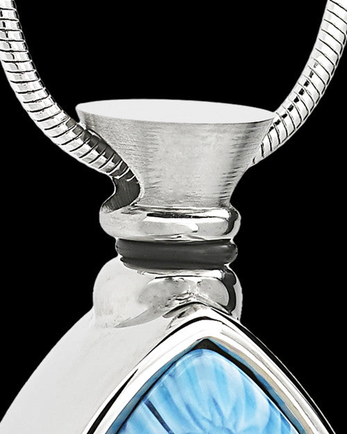 Silver Plated Befitting Blue Teardrop Cremation Urn Pendant
