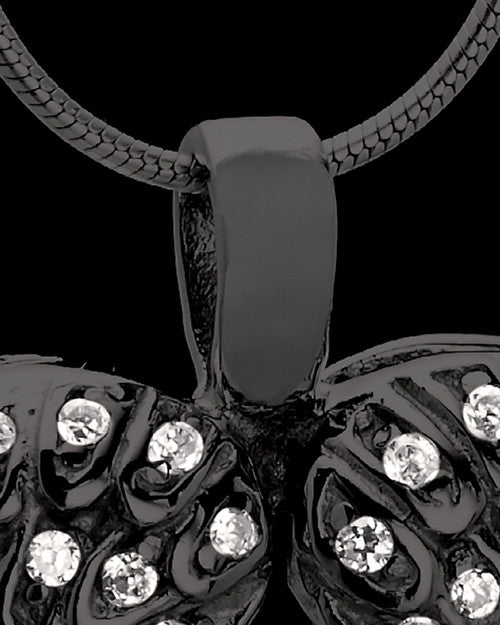 Black Plated Winged Memories Heart Keepsake Jewelry