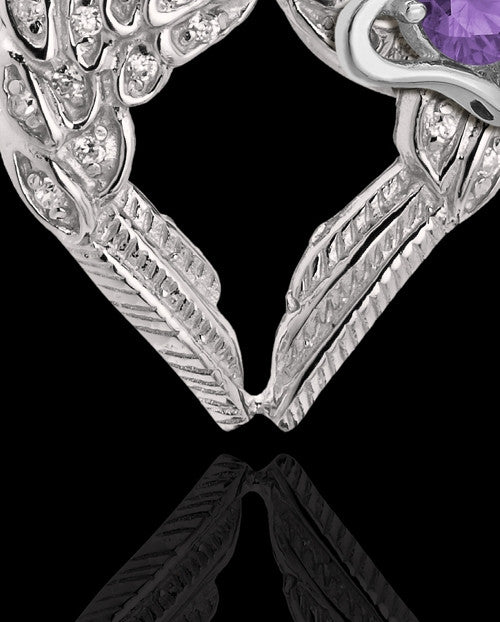 February Winged Memories' Sterling Silver Heart Cremation Pendant