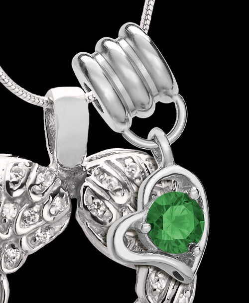May Winged Memories' Sterling Silver Heart Cremation Pendant
