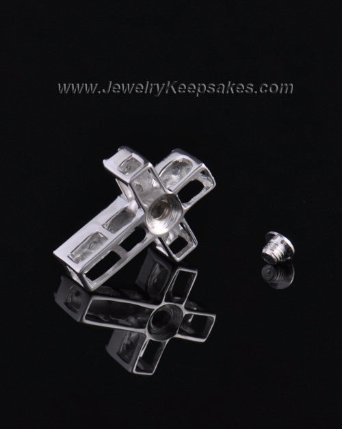Sterling Silver Saintly Cross Cremation Urn Pendant