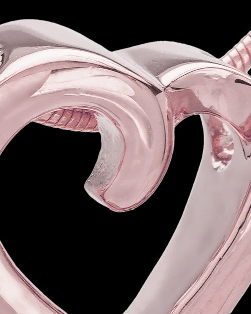 Rose Gold Plated Ribboned Heart Cremation Urn Pendant