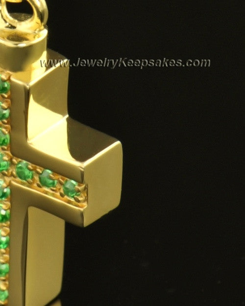 14k Gold Spring Cross Cremation Necklace