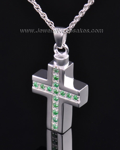 Sterling Silver Spring Cross Cremation Necklace