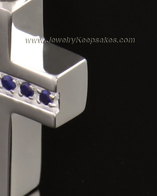 14k White Gold Royal Cross Cremation Necklace