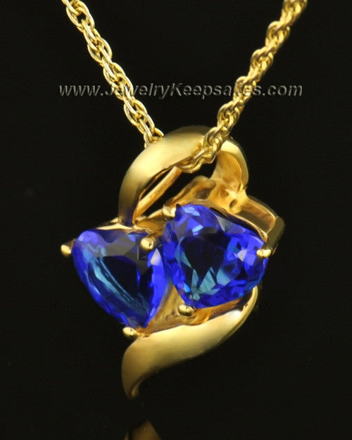 14k Gold Hearts Entwined Cremation Necklace