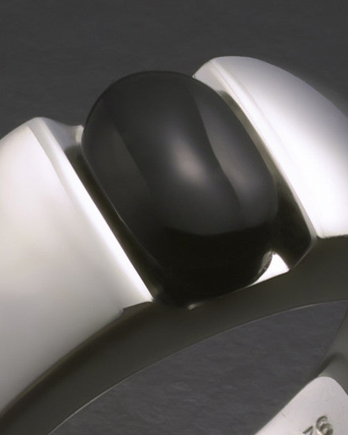 Men's Silver Beguiling Black Onyx Cremation Ring