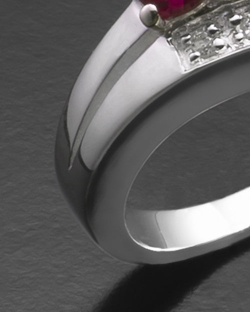 Ladies Silver Radiant Red Cremation Ring