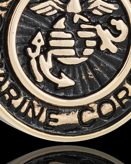 Gold Plated over Stainless Military Medallion-Marines Urn Pendant