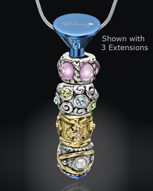 Blue Stainless Millenium Cremation Pendant with Steadfast Charm