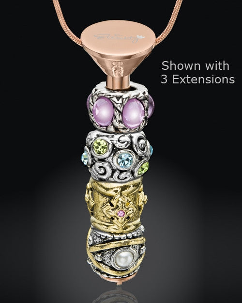 Rose Gold Stainless Millenium Cremation Pendant with Graceful Charm