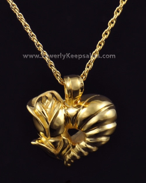 Memorial Locket Gold Plated Roses Heart Keepsake