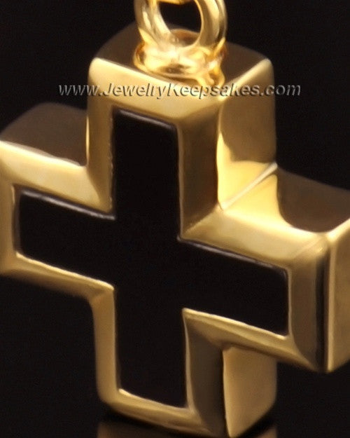 Cremation Necklace Jewelry 14k Gold Mystic Cross Keepsake