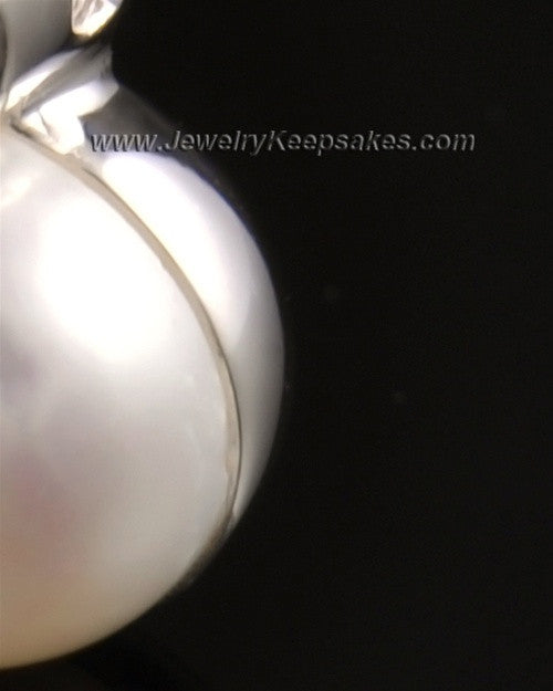 Memorial Urn Pendant 14K White Gold Round Lily