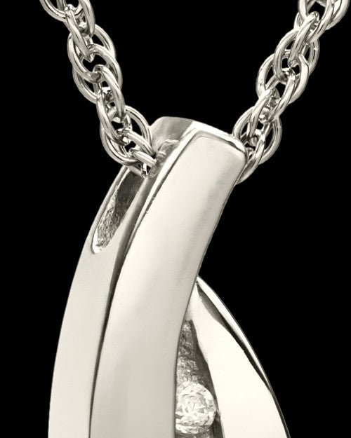 Remembrance Pendant 14K White Gold Morning Leaves Keepsake