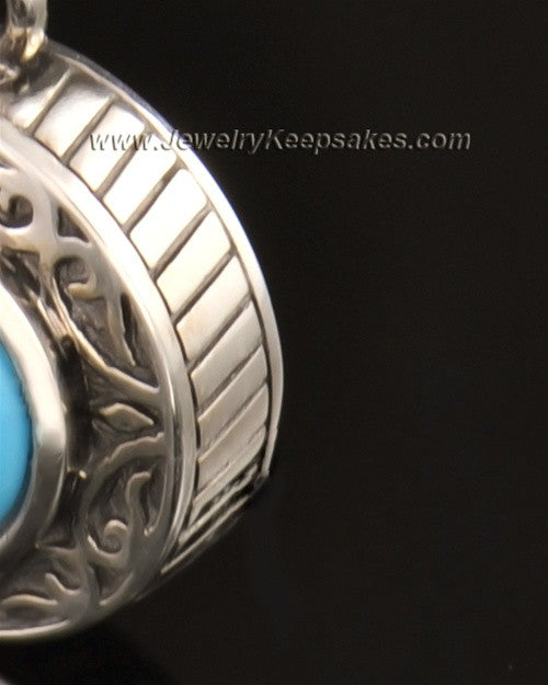 Keepsake Cremation Jewelry 14K White Gold with Turquoise