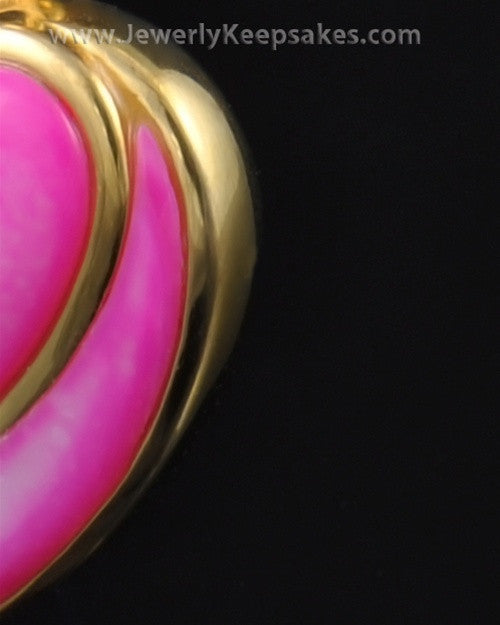 Cremation Locket Gold Plated Burgundy Heart-Engravable