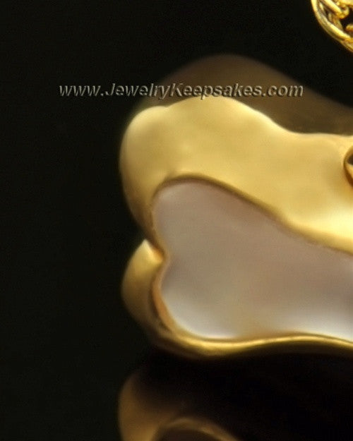 14k Gold Pet Memorial Pendant Milky Bone - Engravable
