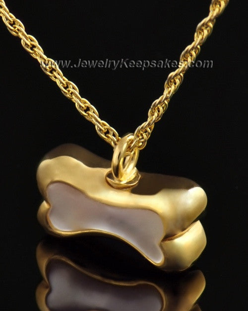 Pet Memorial Pendant Milky Bone - Gold Plated - Engravable