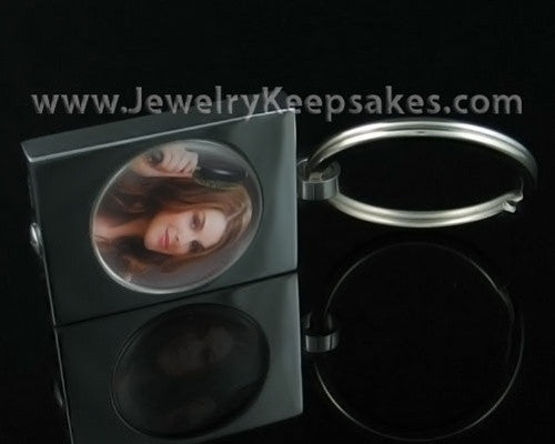 Memorial Keepsake Stainless Round Photo Keychain