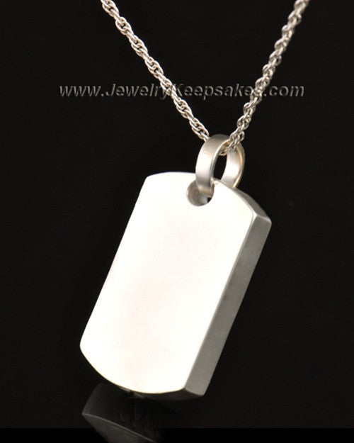 14k White Gold Ash Locket Silver Austere Rectangle Keepsake