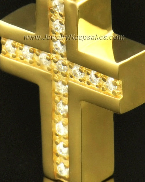14k Gold Memorial Jewelry Dazzling Cross Keepsake
